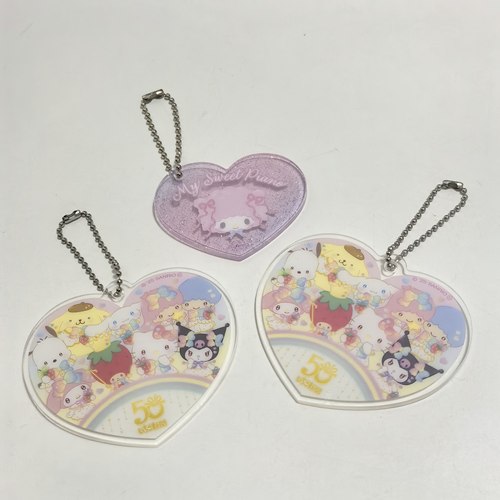 日单 可爱卡通三丽家 爱心造型亚克力钥匙扣挂饰