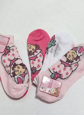 外贸出口 可爱卡通草莓女孩 3双套装 成人袜子 短袜 36-39码