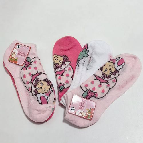 外贸出口 可爱卡通草莓女孩 3双套装 成人袜子 短袜 36-39码