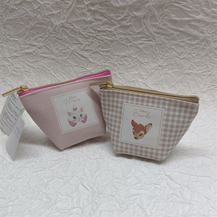 日单可爱卡通清新粉嫩少女心玛丽猫小鹿斑比创意零钱包小物件收纳