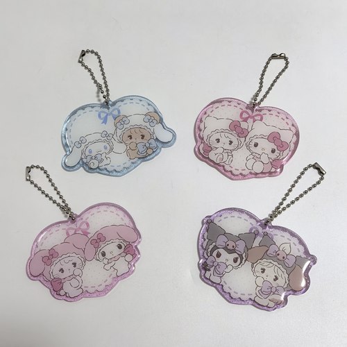 日单 可爱卡通玉桂狗美乐蒂玉桂狗HelloKitty 亚克力钥匙扣挂饰