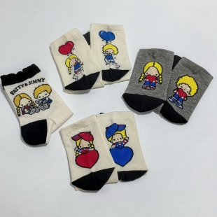 日单 可爱卡通patty&Jimmy 双子星 成人袜子 中筒袜