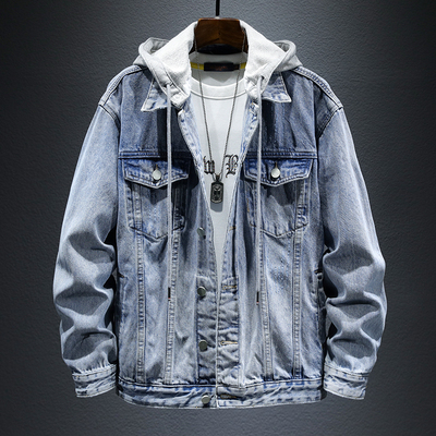 春秋季带帽宽松外套流行男装