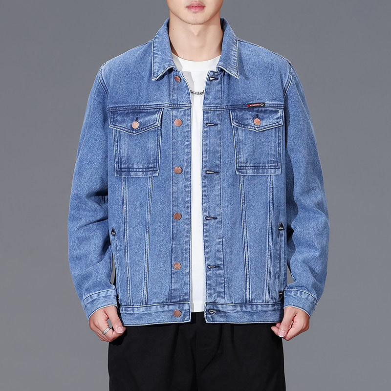 高端工装牛仔夹克外套男春秋款休闲百搭茄克高级感痞帅潮牌上衣服
