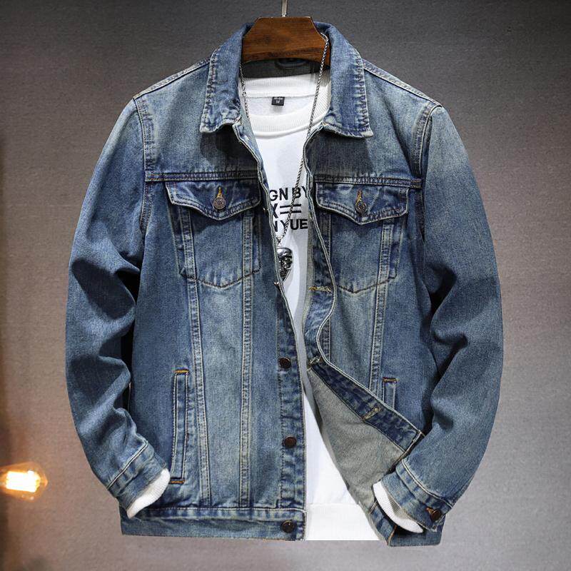 春秋季复古牛仔夹克男款潮牌宽松大码痞帅简约休闲百搭外套男潮流