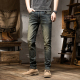 男士 潮流高端休闲男裤 泥黄色修身 韩版 直筒长裤 香港复古做旧牛仔裤