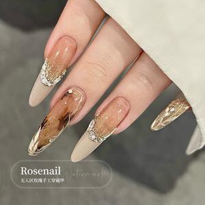 墨影芙蕖穿戴甲高级法式氛围感穿戴美甲纯手工假指甲贴片美甲