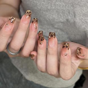 高级豹纹穿戴甲辣妹涩谷款 穿戴美甲可拆卸指甲美甲398 小红书同款