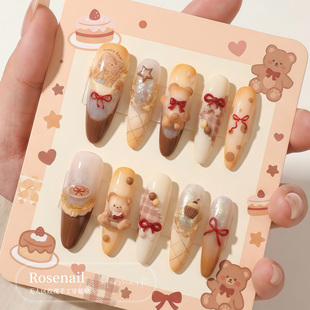 面包小熊2025年新款 穿戴甲纯手工可拆卸美甲贴片假指甲539 秋季