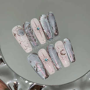 丘比特之箭穿戴甲浪漫海盐穿戴美甲复古高级可拆手工假指甲361