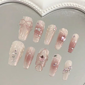 甜心少女穿戴甲星星蝴蝶穿戴美甲超甜亮片可拆卸指甲甲片美甲381