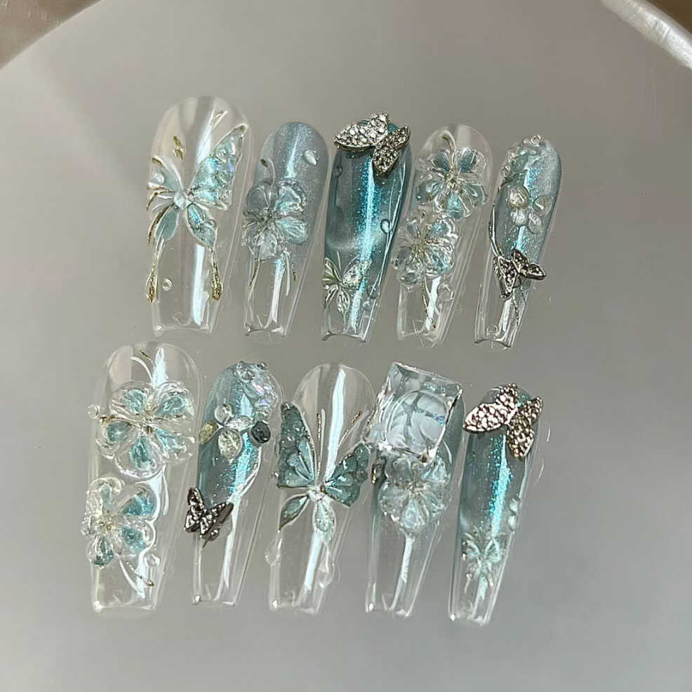 月下蝶舞新中式穿戴甲猫眼美甲