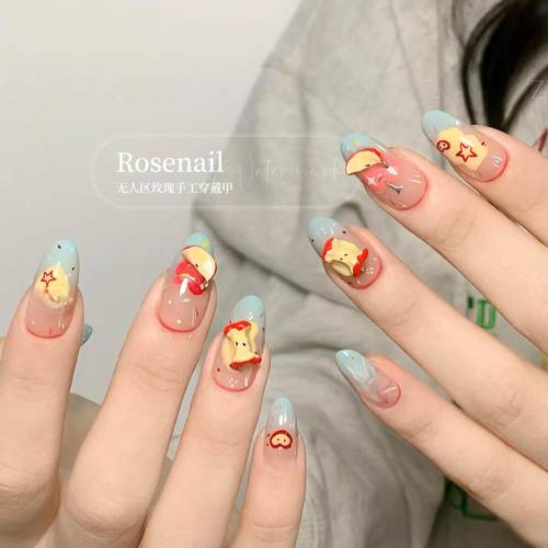 夏日风立体苹果可爱美甲