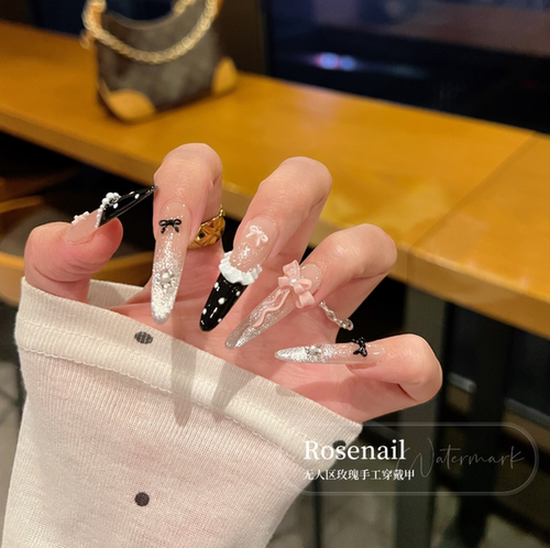 法式织语小香风纯手工美甲