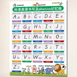 小学生26个英语字母表挂图英文标准大小书手写音标装饰贴纸海报画