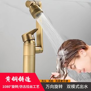 全铜洗脸盆洗手盆面盆水龙头冷热水卫生间万向旋转仿古台盆龙头
