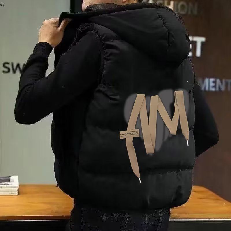 连帽棉马甲男生秋冬季无袖棉衣加厚潮流坎肩外套学生宽松休闲马夹