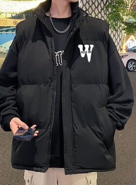 男女秋冬季新款印花立领马甲背心男韩版潮流情侣学生无袖坎肩外套