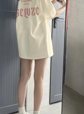 杏色纯棉重磅短袖t恤女夏季潮牌美式复古小个子oversize半袖上衣
