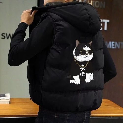 2025秋冬新款加厚坎肩修身背心男装马夹连帽外套大童棉衣保暖马甲