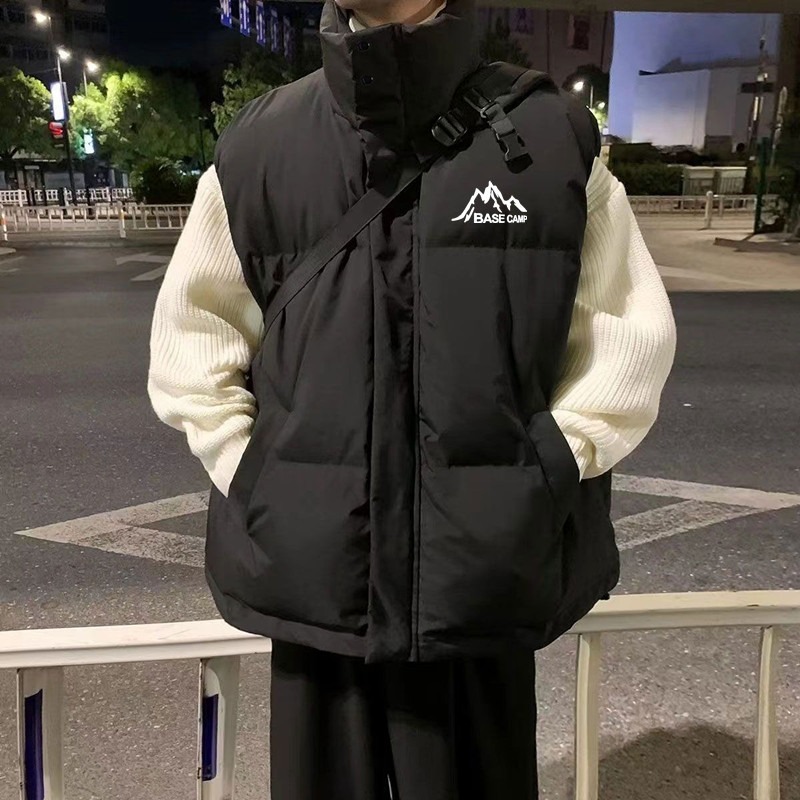 秋冬棉马甲男生加厚坎肩外套潮流宽松青少年休闲保暖立领马夹棉服