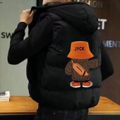 加厚棉马甲男生秋冬季 潮流坎肩外套学生宽松休闲保暖连帽无袖 棉衣