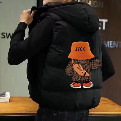 加厚棉马甲男生秋冬季潮流坎肩外套学生宽松休闲保暖连帽无袖棉衣