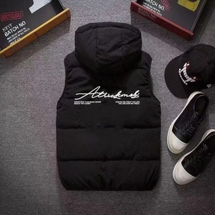 帅气百搭棉衣男 马夹连帽加厚保暖潮流马甲坎肩外穿加大码 男士 冬装