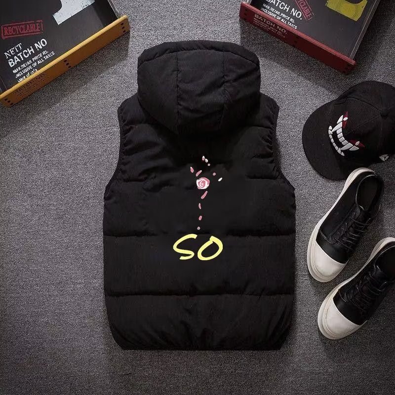 秋冬棉马甲男生加厚坎肩外套潮流宽松青少年休闲保暖连帽马夹棉服