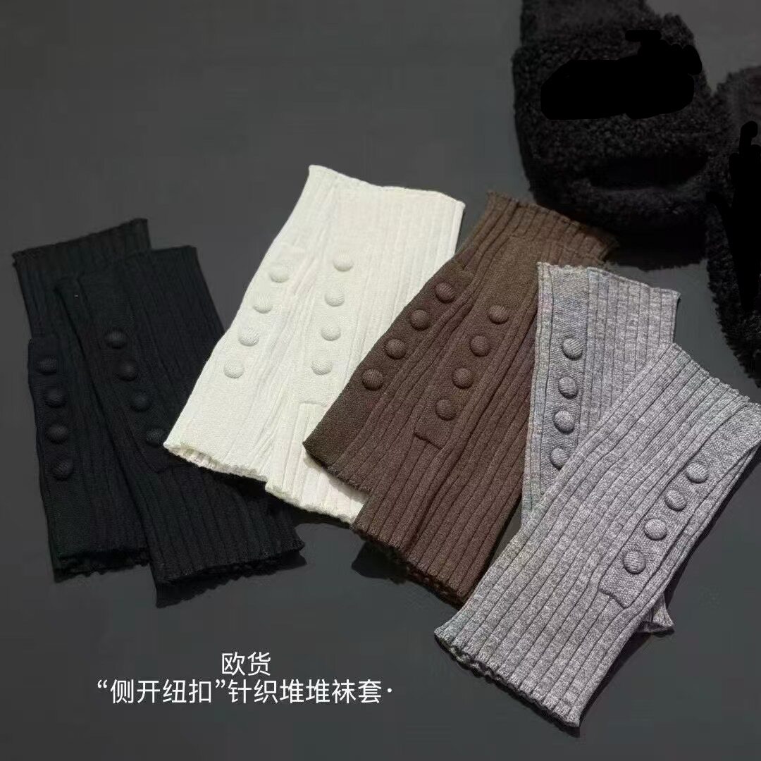 【2双包邮】欧货侧开纽扣个性针中筒袜
