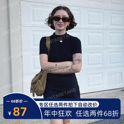 短袖黑色修身连衣裙辣妹性感