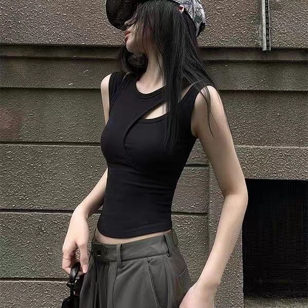 2026新款无袖吊带背心女夏季设计感镂空修身打底内搭上衣