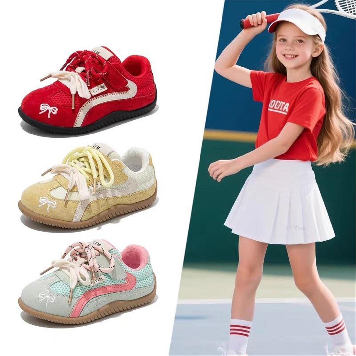 韩国BORA│女童鞋子儿童运动德训板鞋2026春秋款薄款网面透气大童