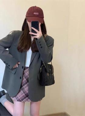 韩国BORA│2026秋季宽松休闲西服上衣外套灰色西装外套女春秋新款