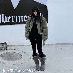 军绿短款加厚90白鸭绒女羽绒服