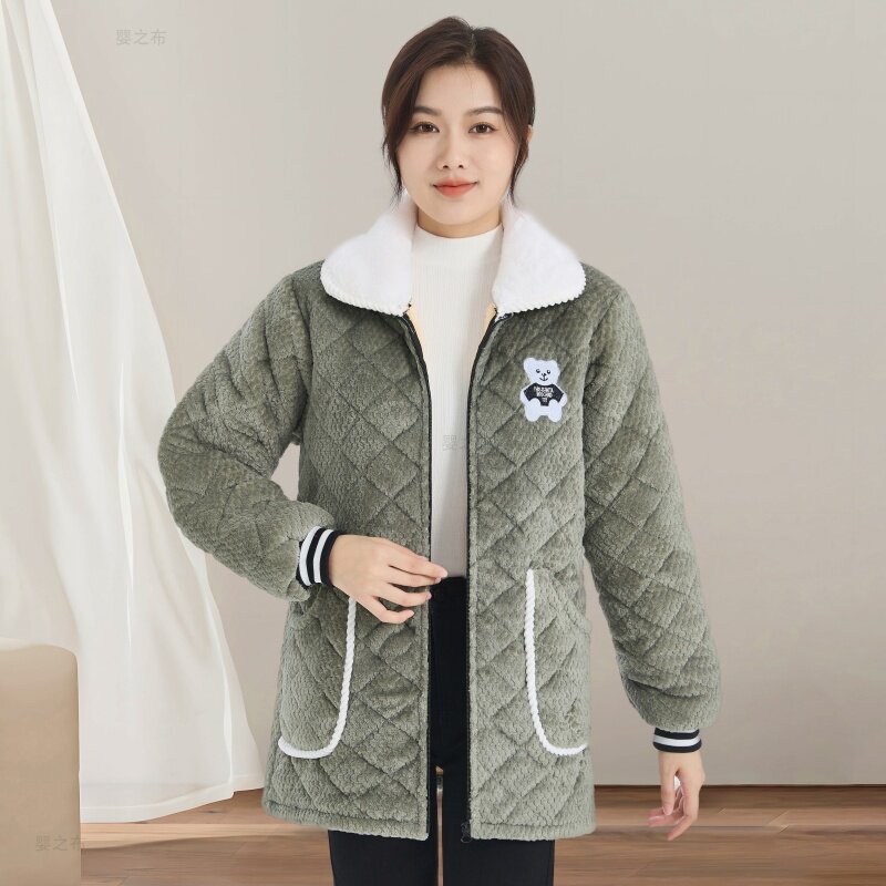 新款罩衣女士冬季加绒加厚中长款保暖外套干活穿护衣工作服围裙