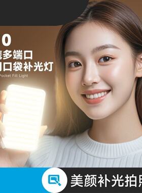 D10迷你便携口袋灯手机补光灯直播美颜灯拍照神器led补光灯三色温