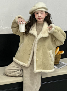 女童皮毛一体加绒保暖外套