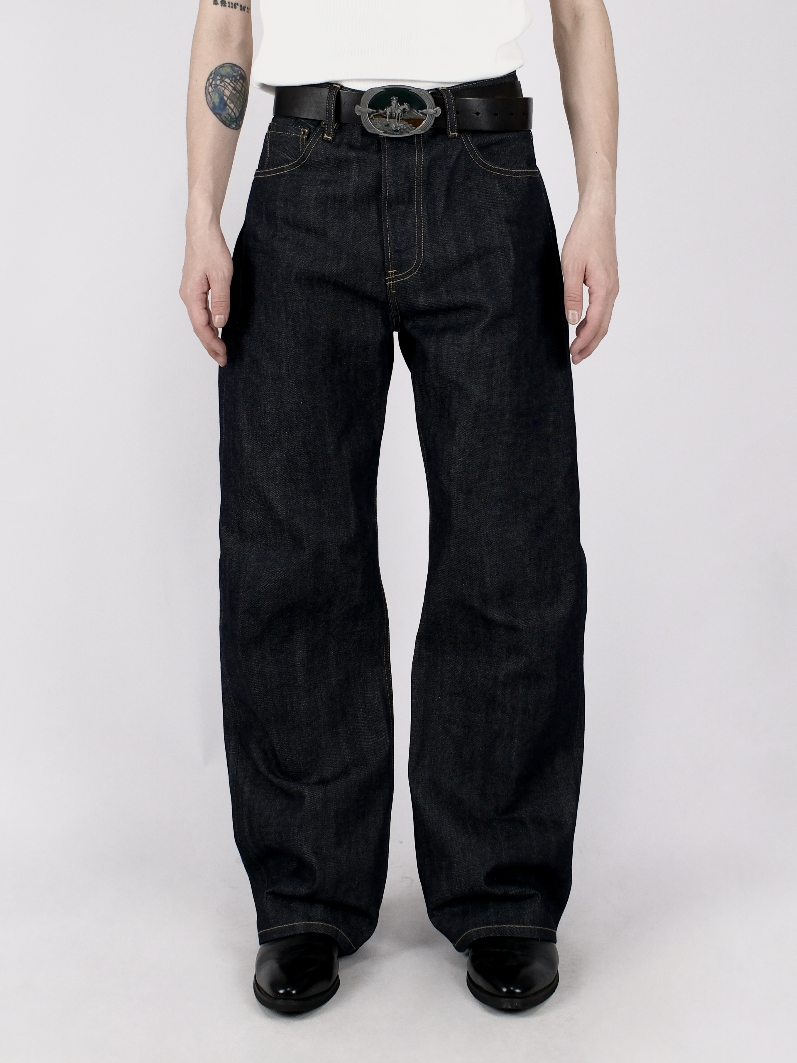 FAF原创重磅红边赤耳丹宁牛仔裤男养牛原浆宽松直筒休闲裤潮