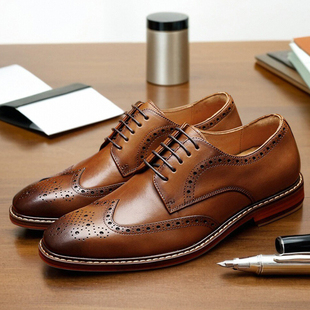 Brogue Carved Men's Dress Shoes Leather Business Derby Shoes