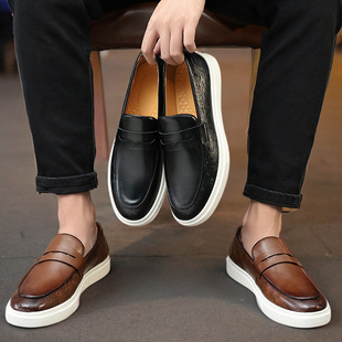 Big Size Men's Casual Leather Shoes Summer Penny Loafers