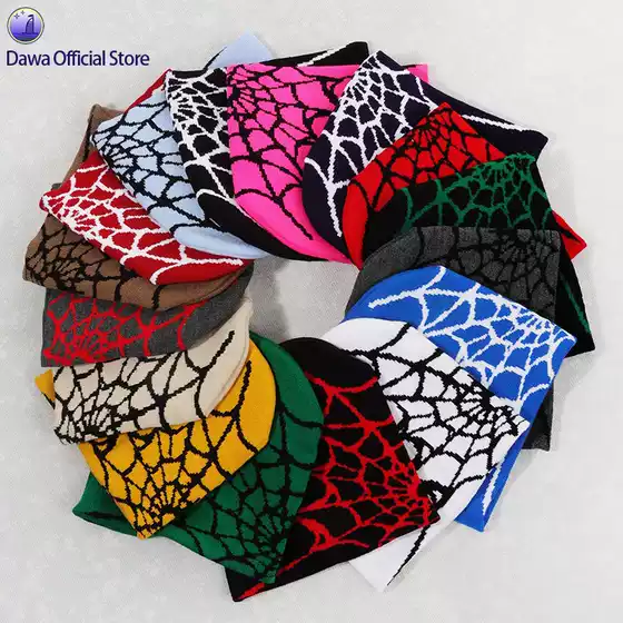 Goth Spider Web Caps Y2K Knitted Warm Hip Hop Unisex Hat