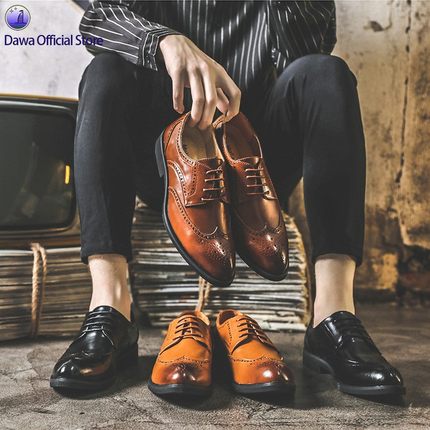 Retro Men's formal leather brogue shoes 布洛克男士正装皮鞋