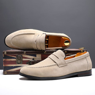 Men's Leather Shoes Spring Trendy Slip-On Suede Casual Shoes