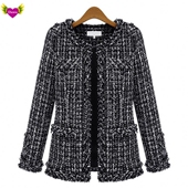 Tassel 2025 Oversized Plaid Stylish Women Tweed Coat Jacket