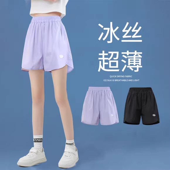 女童短裤夏季儿童薄款冰丝裤子2025新款中大童休闲速干运动三分裤