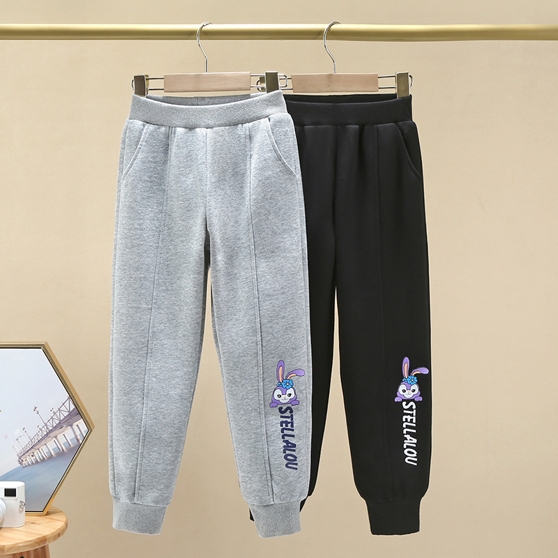 女童运动裤春秋外穿新款纯棉秋冬加绒中大童洋气卫裤女孩休闲裤子