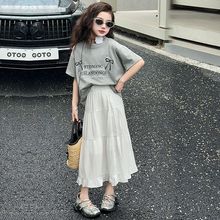 女童夏季蛋糕裙两件套2025新款中大儿童夏装女孩短袖洋气套装裙