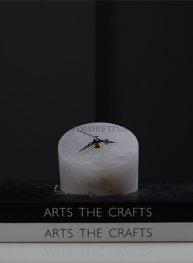 现代轻奢简约西班牙进口云石钟表摆件样板间床头柜书房座钟烛台装