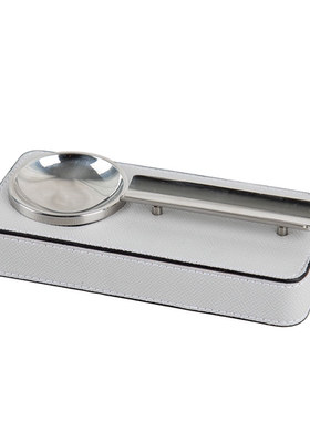 现代轻奢简约高端不锈钢皮革雪茄烟灰缸装饰品样板间客厅软装饰品